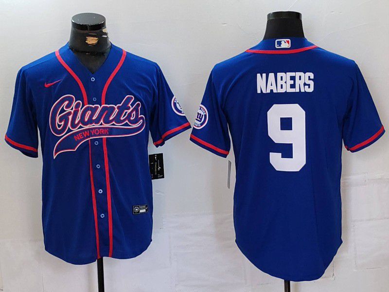 Men New York Giants #9 Nabers Blue Joint Name 2024 Nike Limited NFL Jersey style 1->new york giants->NFL Jersey